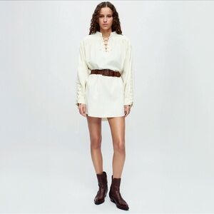 Re/Done - Pirate Lace-Up Mini Dress in Ivory